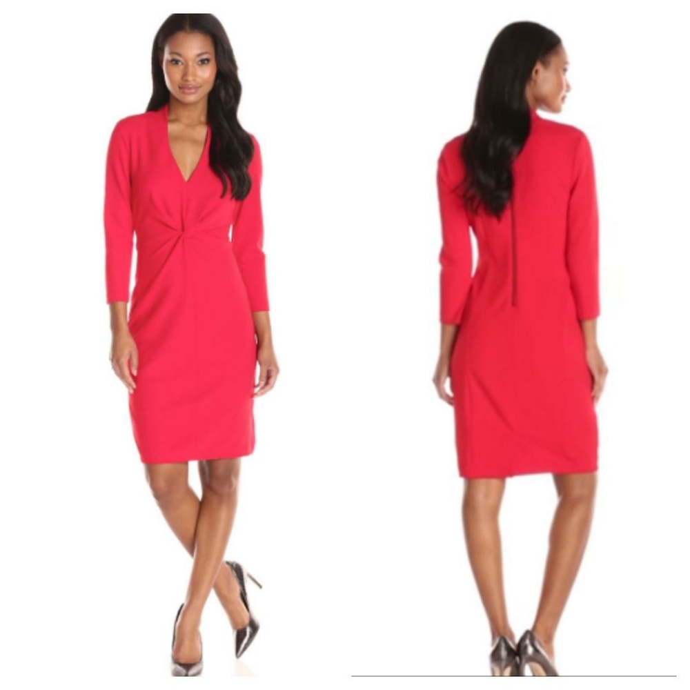 Knotted Crepe Sheath Dress